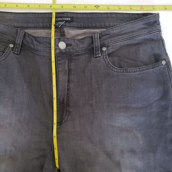 Eileen Fisher SIZE 14 Black Wash Straight Leg Organic Cotton Stretch Denim Jeans - Picture 7 of 10